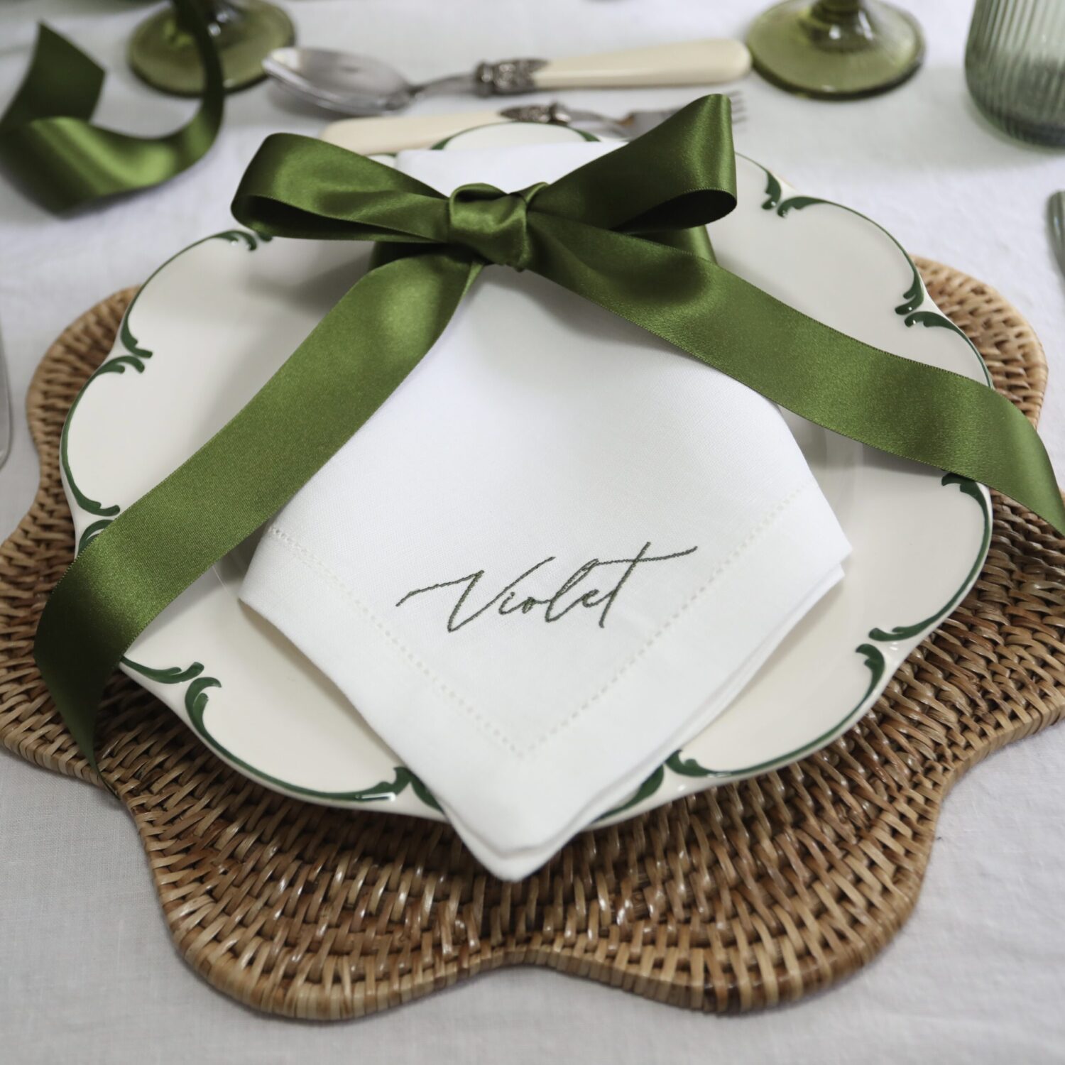 WHITE LINEN HEMSTITCH NAPKIN – Place Setting Napkins