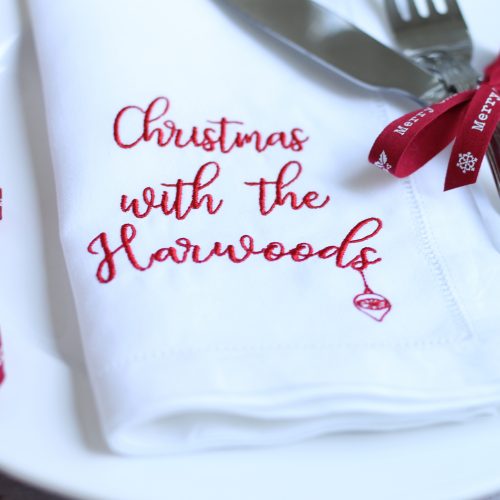 Christmas Linen Napkin Personalised The Embroidered Napkin Company