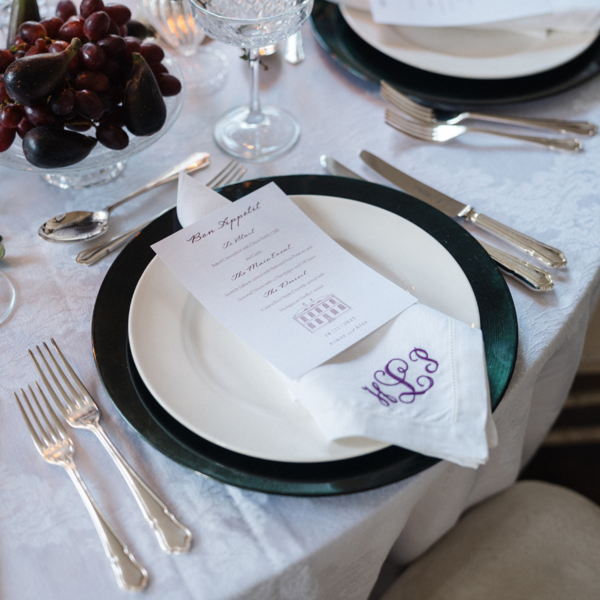 LINEN HEMSTITCH NAPKIN Personalised 3 initial Monogram