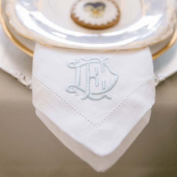 LINEN HEMSTITCH NAPKIN - Intertwined Monogram