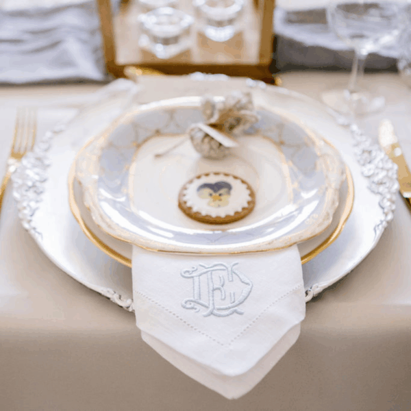LINEN HEMSTITCH NAPKIN - Intertwined Monogram