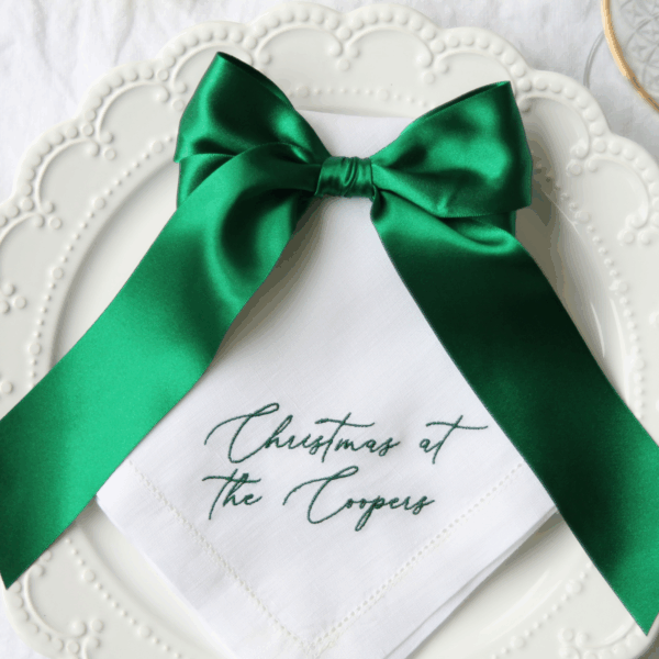 WHITE LINEN HEMSTITCH NAPKIN – Personalised Napkins with Up To 8 Words