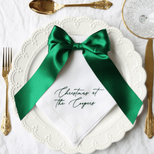 WHITE LINEN HEMSTITCH NAPKIN – Personalised Napkins with Up To 8 Words