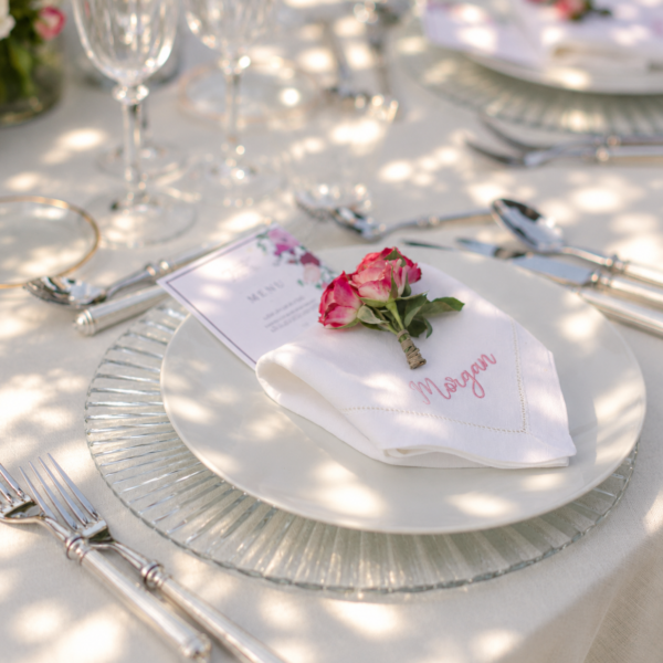 WHITE LINEN HEMSTITCH NAPKIN Place Setting Napkins