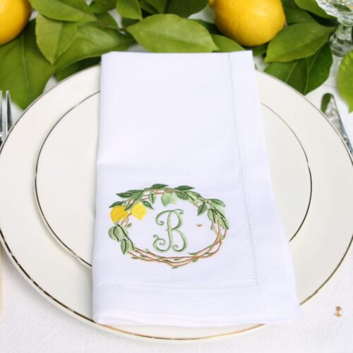 lemon monogram napkins