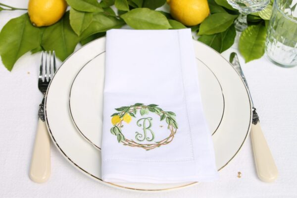 lemon monogram napkins
