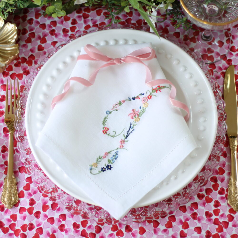 Vintage Monogram Napkin The Embroidered Napkin Company