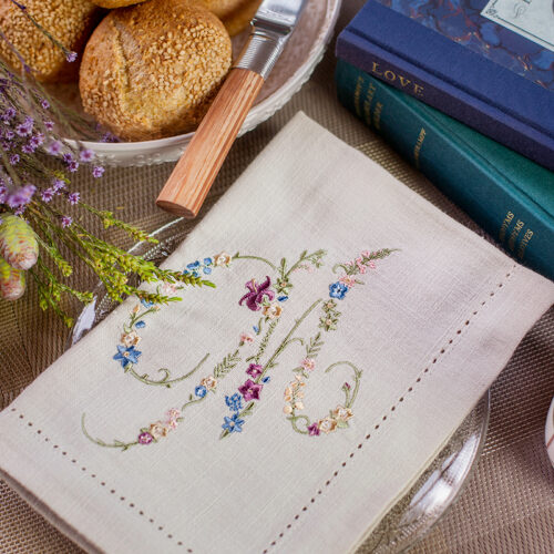 vintage floral monogram napkins