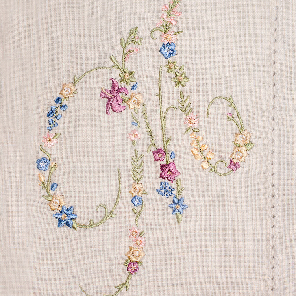 Vintage Floral Monogram Napkins | The Embroidered Napkin Co