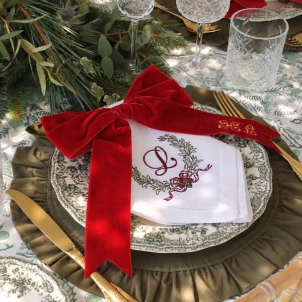 LINEN HEMSTITCH NAPKIN Monogrammed Christmas Napkin