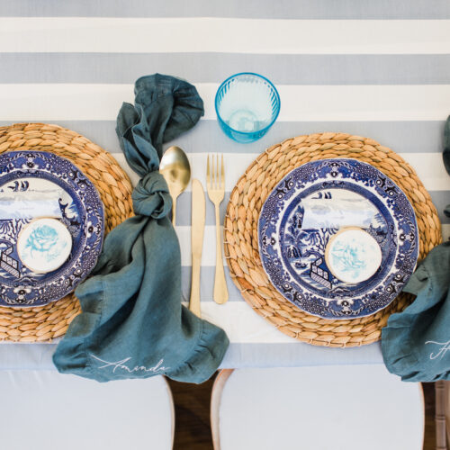 Whimsical Willow Blue Wedding With Frilly Bespoke Napkins