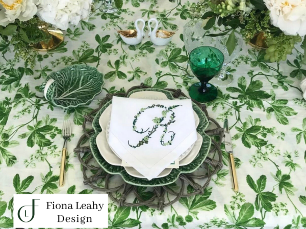 Fiona Leahy Design - foliage monogram napkin