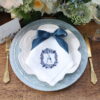 blue and white monogram napkins