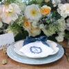 blue and white monogram napkins
