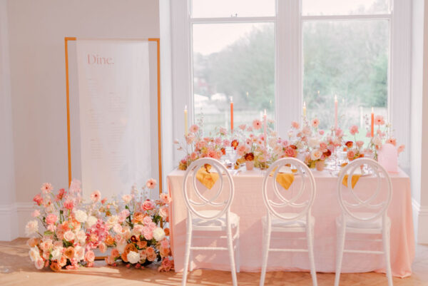Ochre, Orange, and Pink Spring Wedding Table