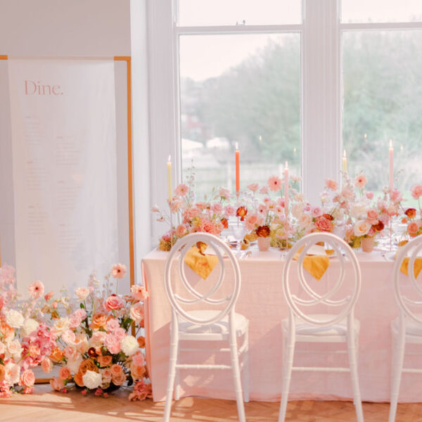 Ochre, Orange, and Pink Spring Wedding Table