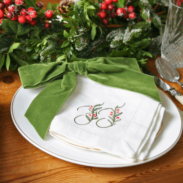 COTTON HEMSTITCH NAPKIN - Winterberry Monogram Napkins