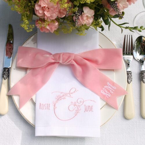 Whimsical wedding monogram napkins