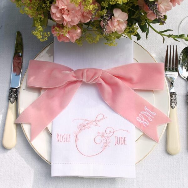 Whimsical wedding monogram napkins
