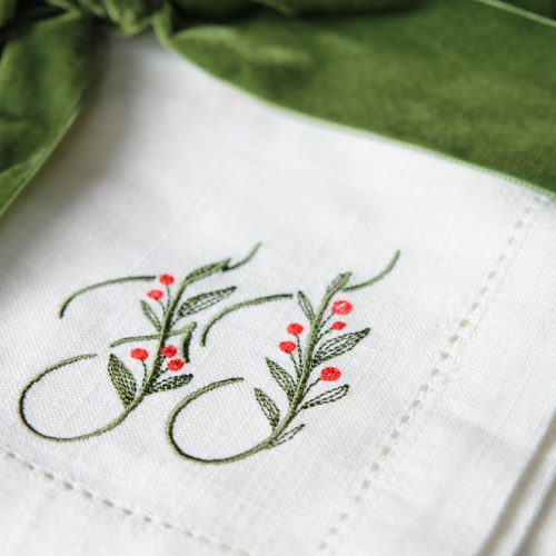 Winterberry Napkins Monogram The Embroidered Napkin Company