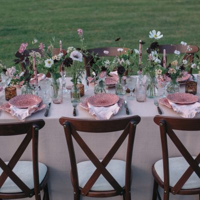 Pink and Green Garden Party Table Styling Ideas With Personalised Napkins