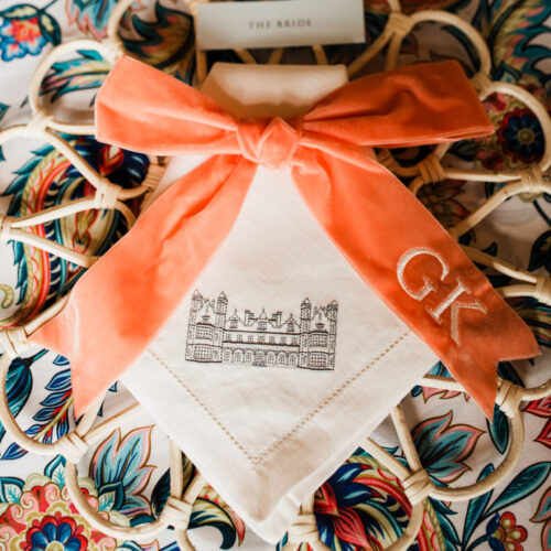 Personalised wedding venue portrait napkins