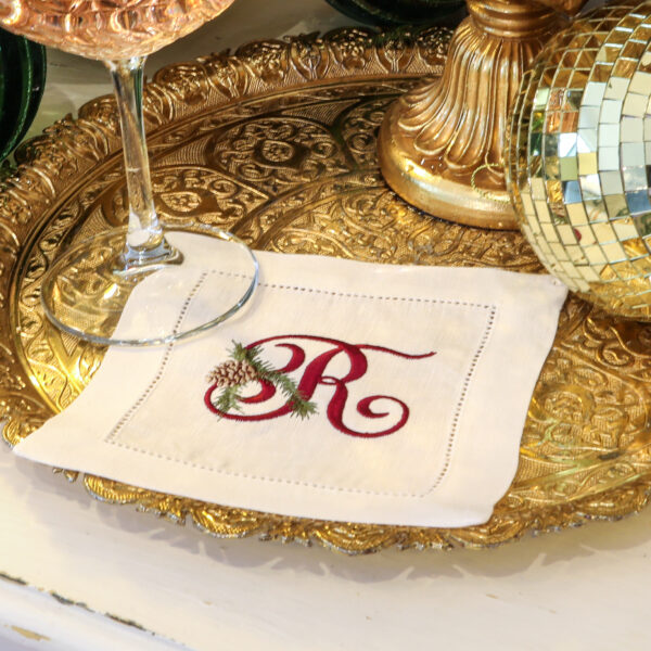LINEN HEMSTITCH COCKTAIL NAPKIN – Christmas Monogrammed Cocktail Napkins