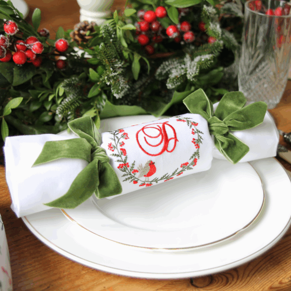EMBROIDERED CHRISTMAS CRACKERS - Reusable Crackers Once "Pulled" Become Full Size Napkins