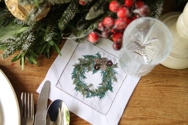 Christmas wreath cocktail napkin