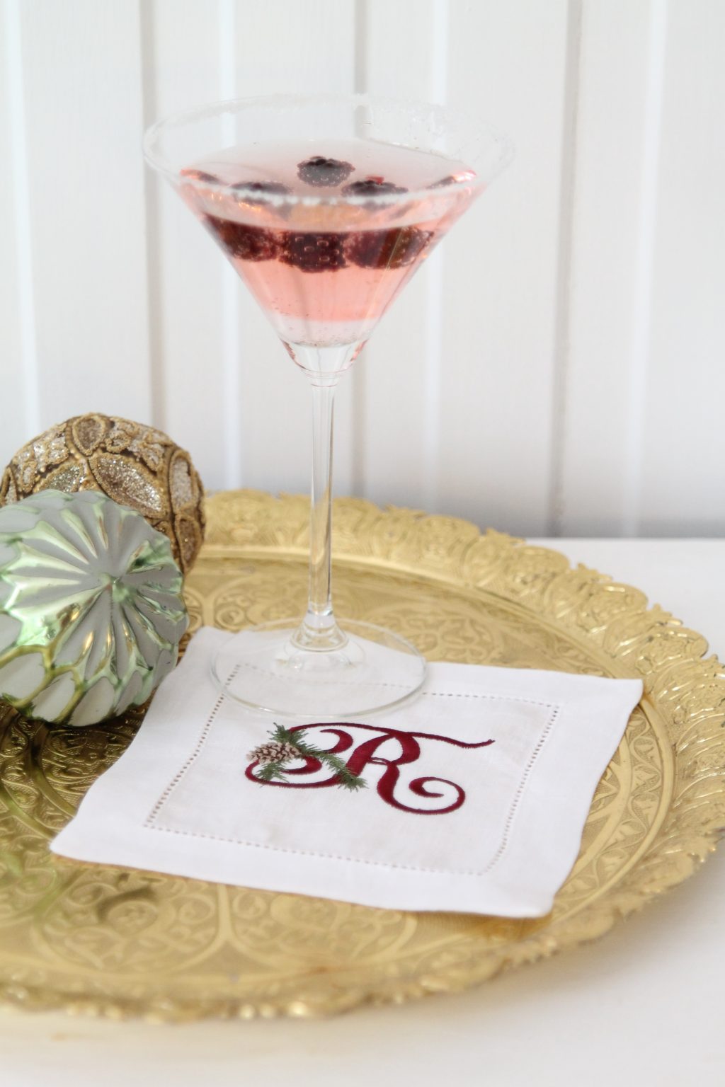 Christmas Monogram Cocktail Napkin The Embroidered Napkin Company