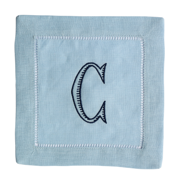 LINEN HEMSTITCH COCKTAIL NAPKIN - Baroque Monogram Cocktail Napkins