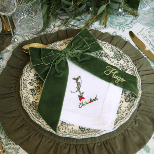LINEN HEMSTITCH NAPKIN - Nordic Christmas Monogram Napkins