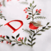 RUFFLED LINEN NAPKIN - Cute Christmas Napkin Love Heart Christmas Wreath Monogram