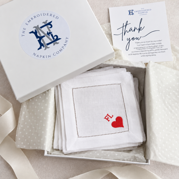Set of 4 Monogrammed Playing Card Cocktail Napkins