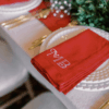 COTTON HEMSTITCH NAPKIN - Red Christmas Napkins Personalised with Festive Monogram