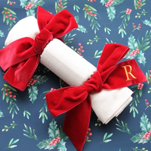 Monogrammed Bows for Crackers
