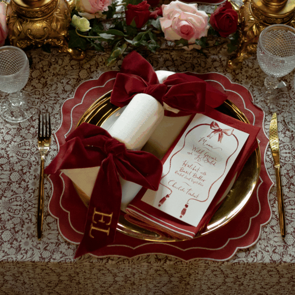 REUSABLE CHRISTMAS CRACKERS Once Pulled Become Full Size Napkins with Monogrammed Velvet Bow