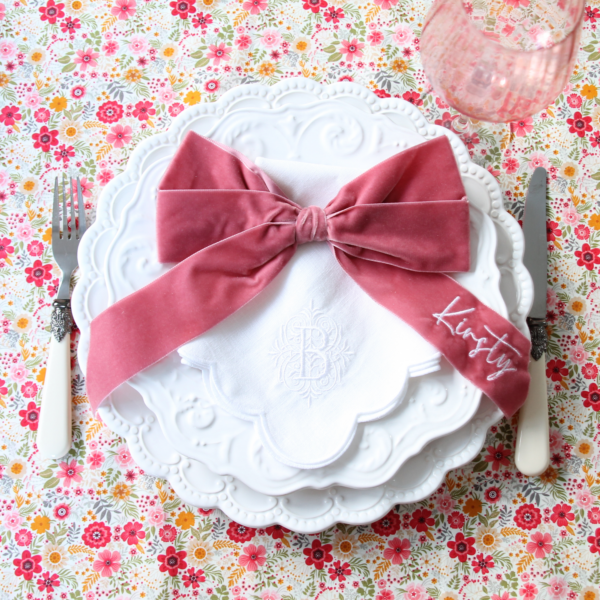 Extra Large Personalised Bow for Napkins - Double Velvet Bow