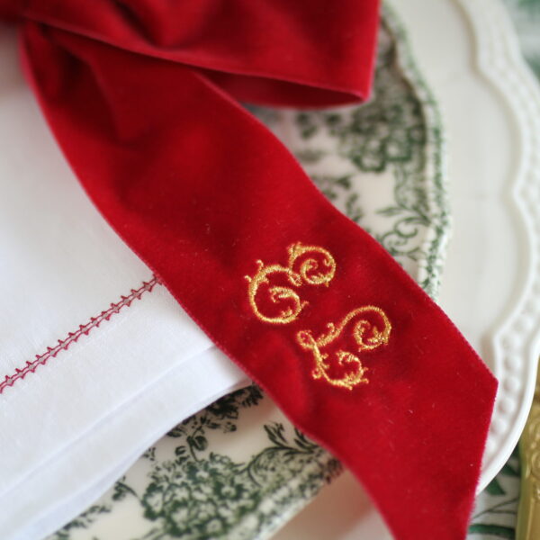 Extra Large Personalised Bow for Napkins - Double Velvet Bow