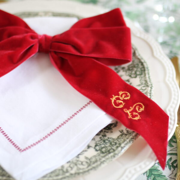 Extra Large Personalised Bow for Napkins - Double Velvet Bow