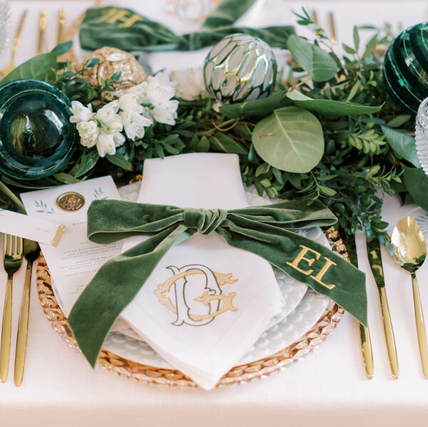 Elegant Christmas Wedding Styling With Personalised Napkins