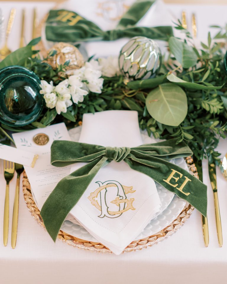 Elegant Christmas Wedding Styling With Personalised Napkins