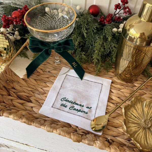 LINEN HEMSTITCH COCKTAIL NAPKIN – Name or Custom Quote Cocktail Napkin LINEN HEMSTITCH COCKTAIL NAPKIN - Name or Custom Quote Cocktail Napkin