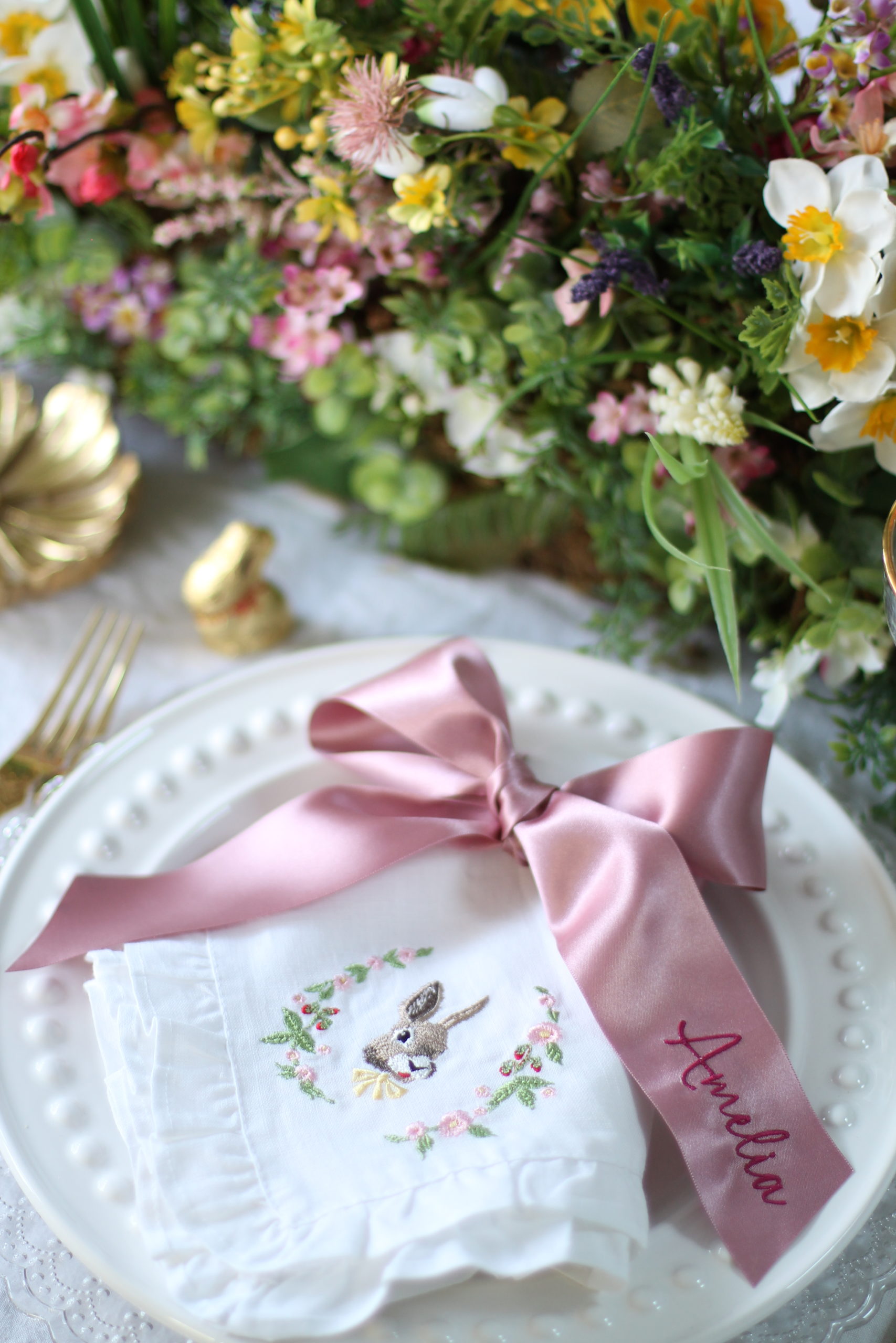 Easter Bunny Napkins The Embroidered Napkin Company