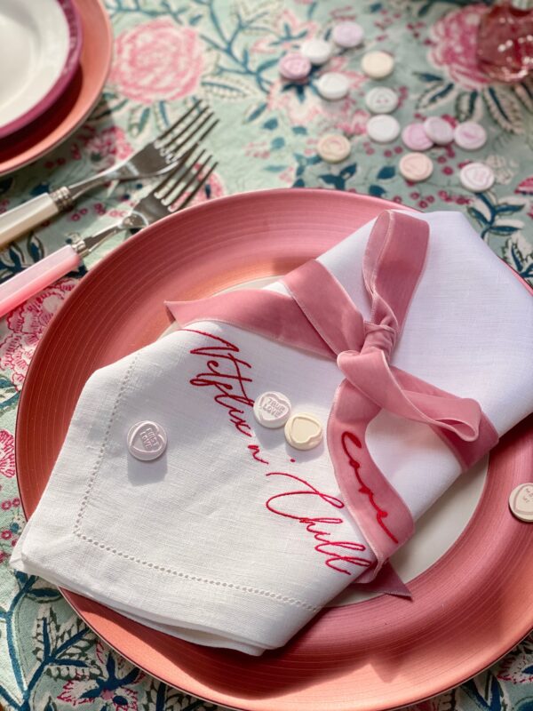 Lockdown Valentine Date Night with LAY London and our Embroidered Napkins