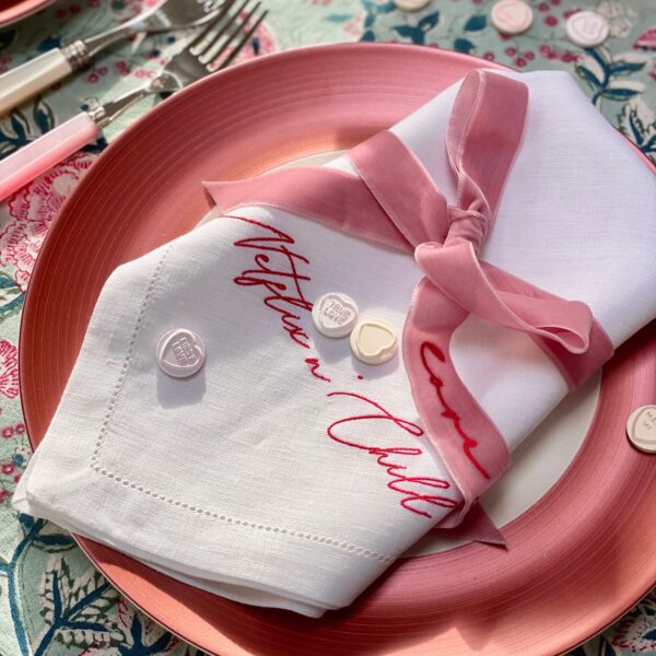 Lockdown Valentine Date Night with LAY London and our Embroidered Napkins