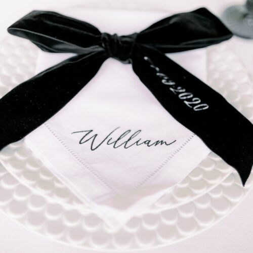 MICRO WEDDING PACKAGE - Wedding Calligraphy Place Setting Napkins & Bows (Linen Napkins)