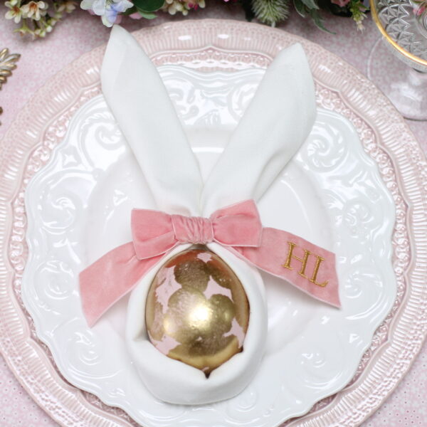 Easter Bunny Napkin fold monogram Bow
