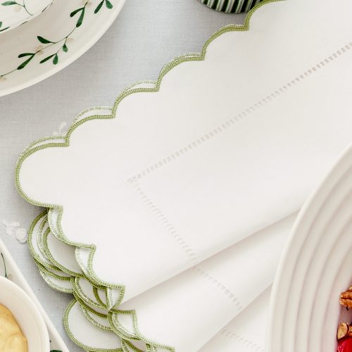 monogrammed green scallop napkins by Sophie Conran