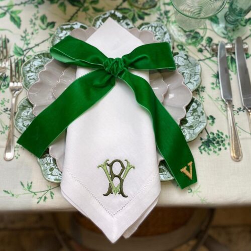 Two Colours Intertwined Monogram Napkins